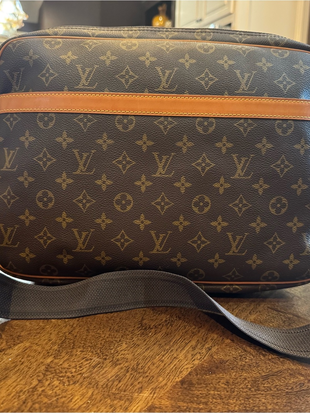 Louis Vuitton Brown Monogram Messenger Bag with Tan Trim
